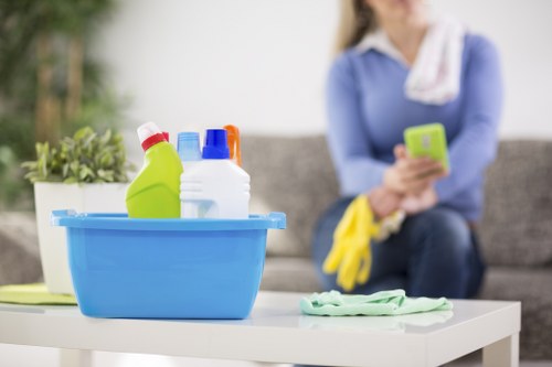 Office cleaning tasks in a Maidavale workspace including desks and floors